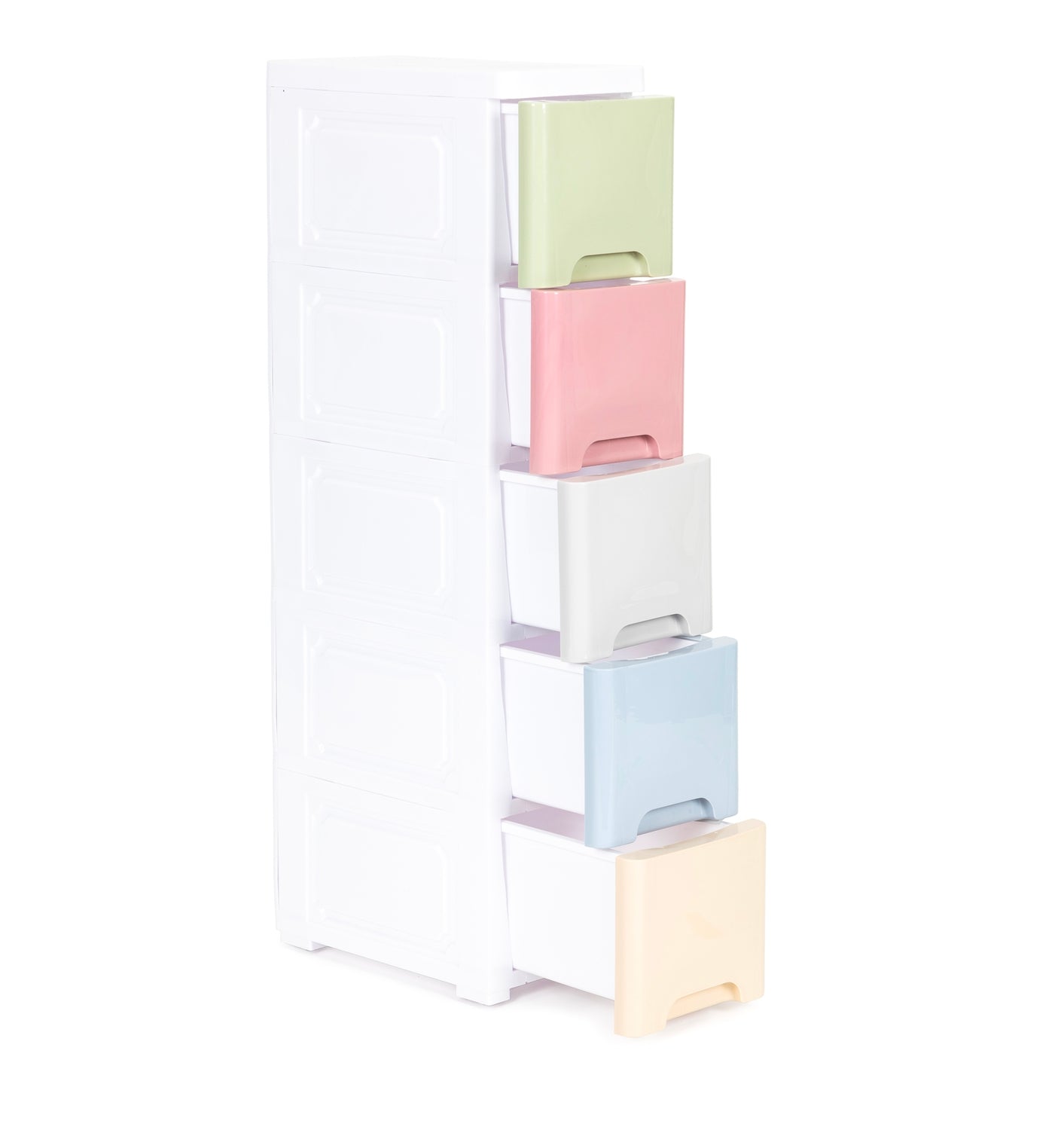 Cabinet organizer with 5 pull-out drawers legs with castors