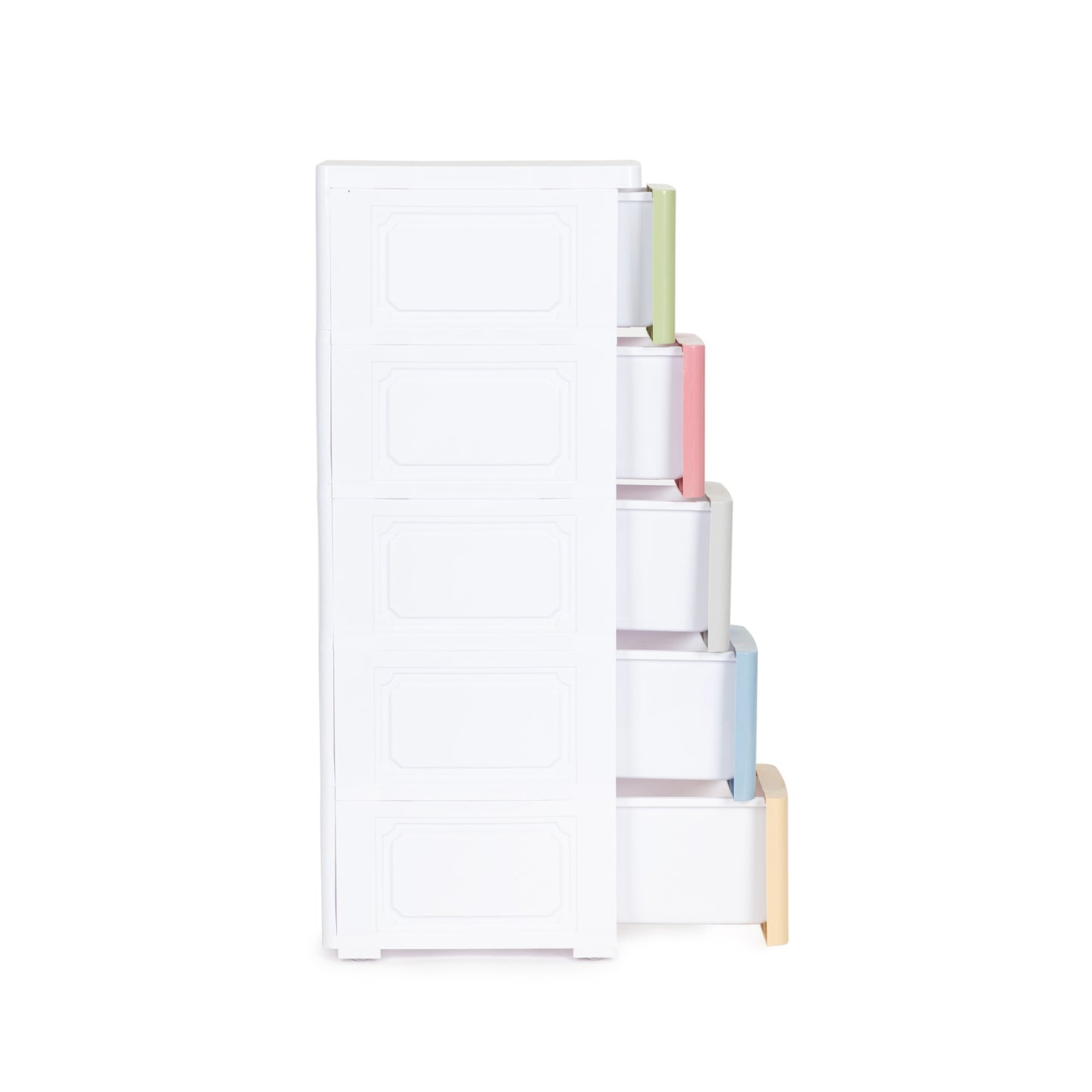 Cabinet organizer with 5 pull-out drawers legs with castors