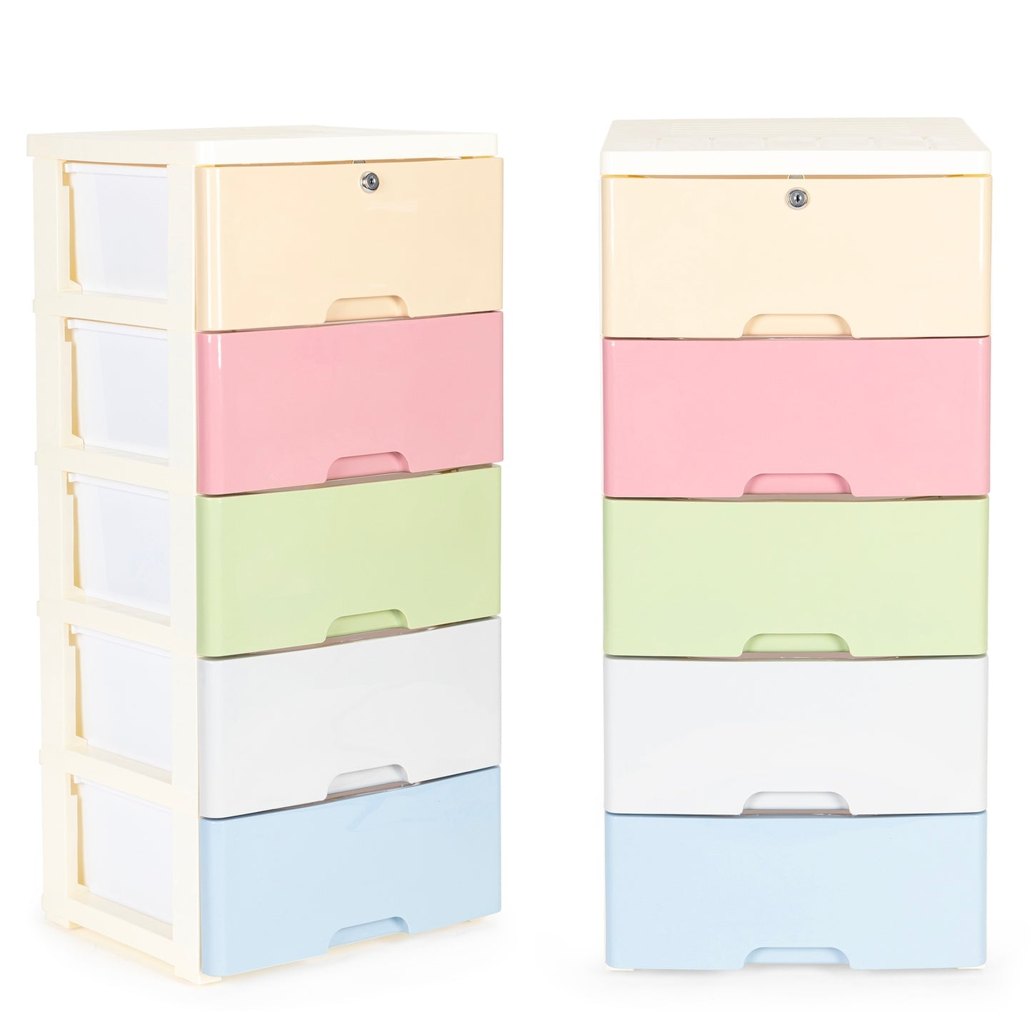 Cabinet organizer with 5 pull-out drawers legs with castors
