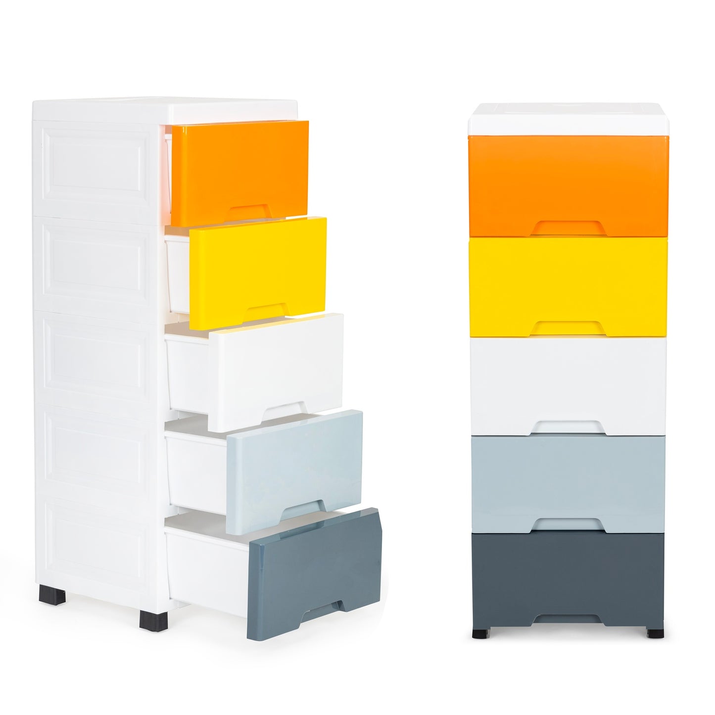 Cabinet organizer with 5 pull-out drawers legs with castors
