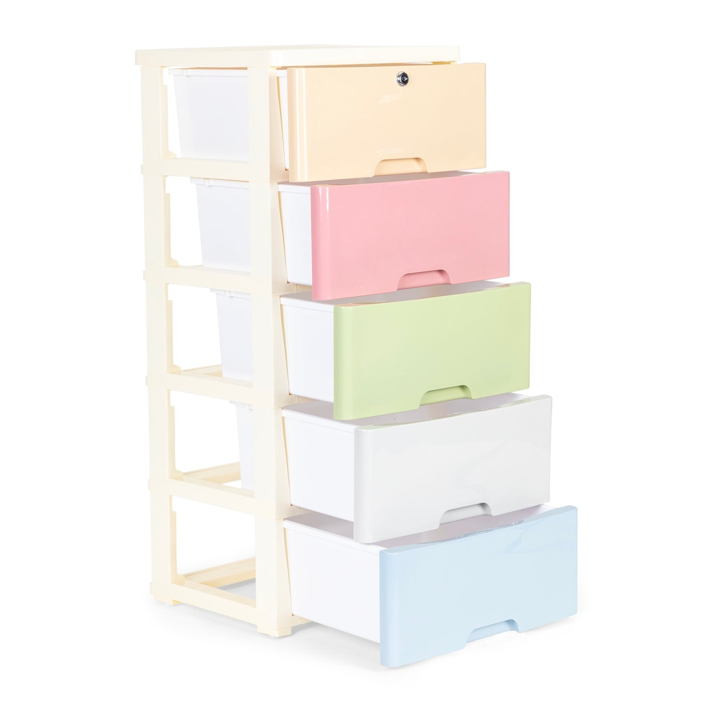 Cabinet organizer with 5 pull-out drawers legs with castors