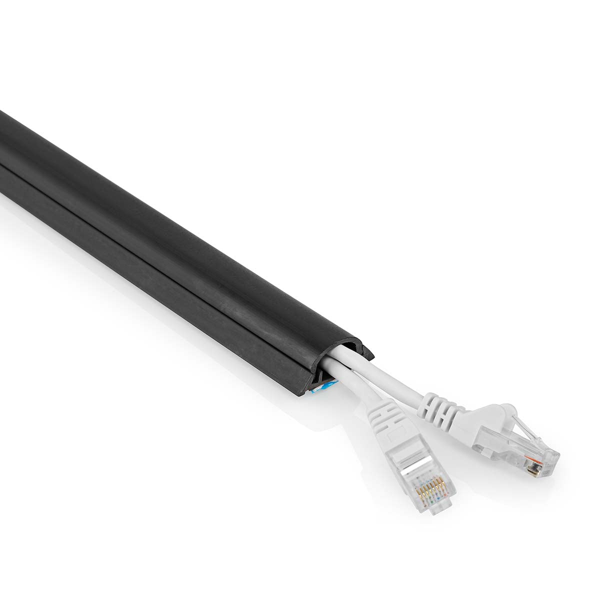 Cable Management Duct, PVC, Black, Fits 12mm Cables
