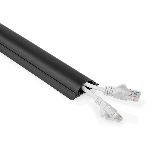Cable Management Duct, PVC, Black, Fits 16mm Cables