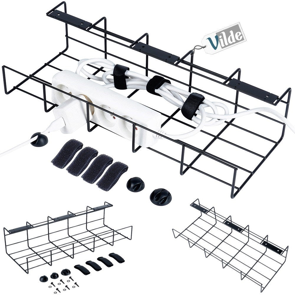 Cable organizer in black metal with mounting kit