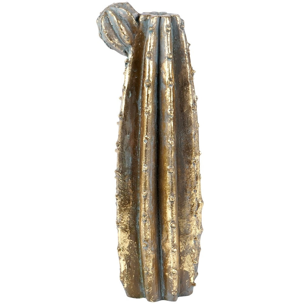 Cactus-shaped flower vase in cement with gold finish