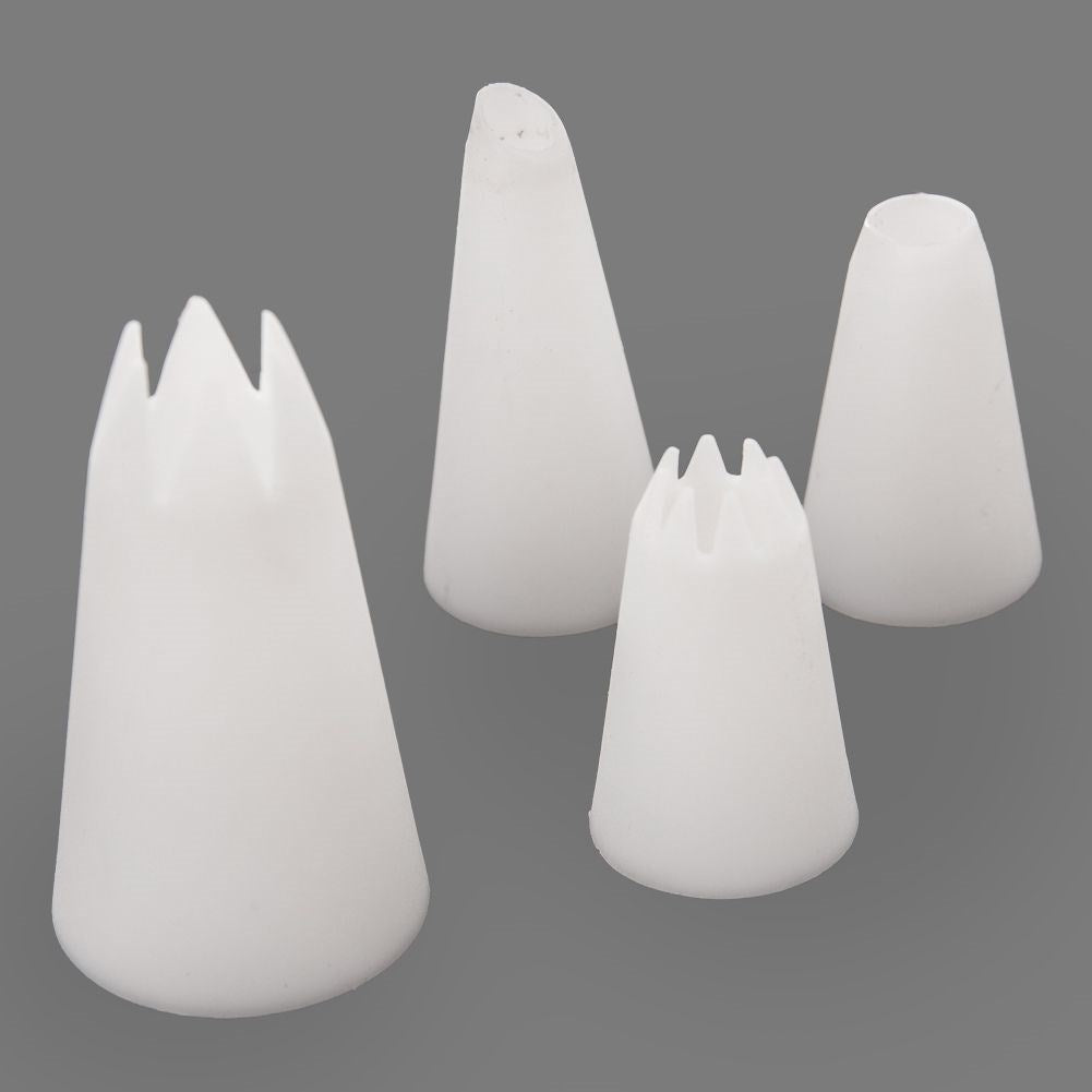 Cake Nozzle Set: 4 Nozzles & 8 Reusable Piping Bags