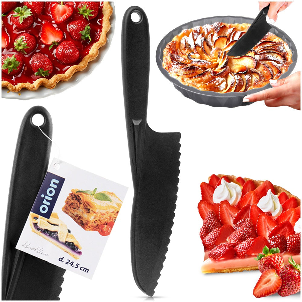 Cake knife with serrated edges, black, BLACKLINE, 24.5 cm