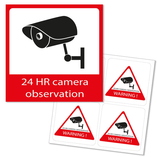 Camera Surveillance Window Stickers Set, 5-Pack