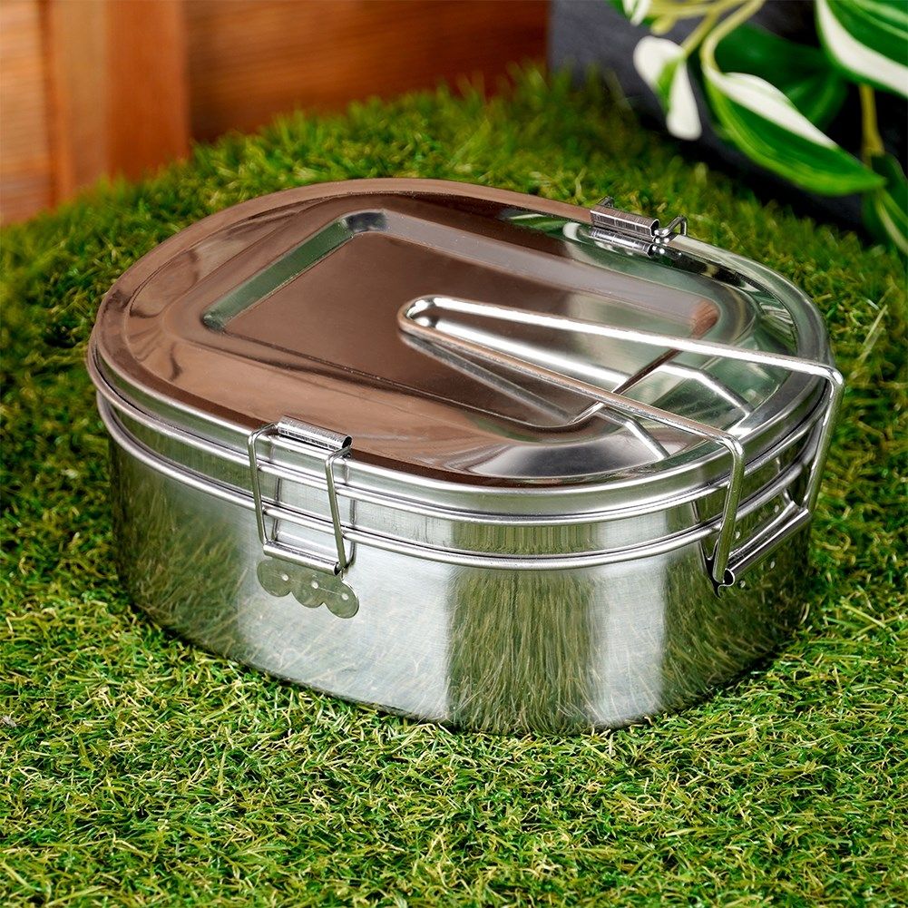 Camping container in stainless steel - two containers with lids