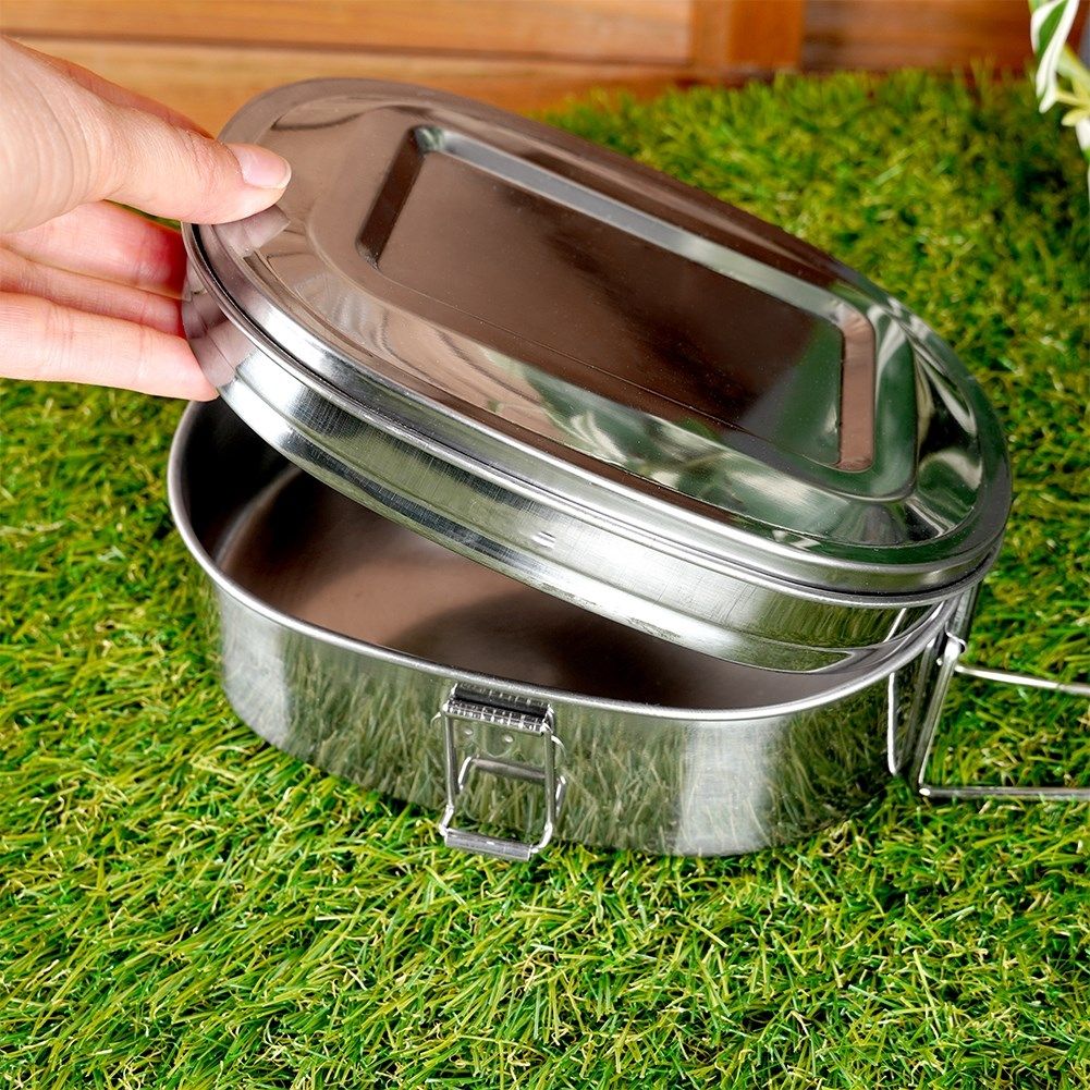Camping container in stainless steel - two containers with lids