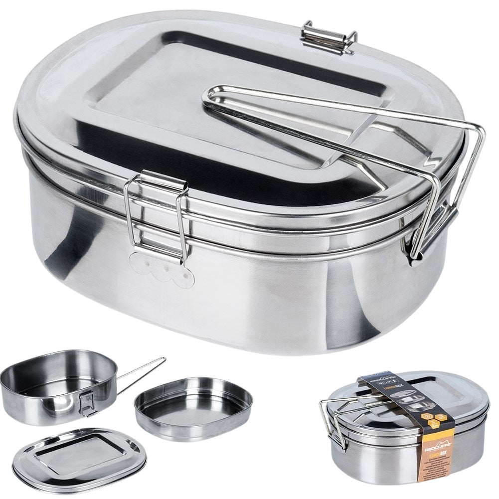 Camping container in stainless steel - two containers with lids
