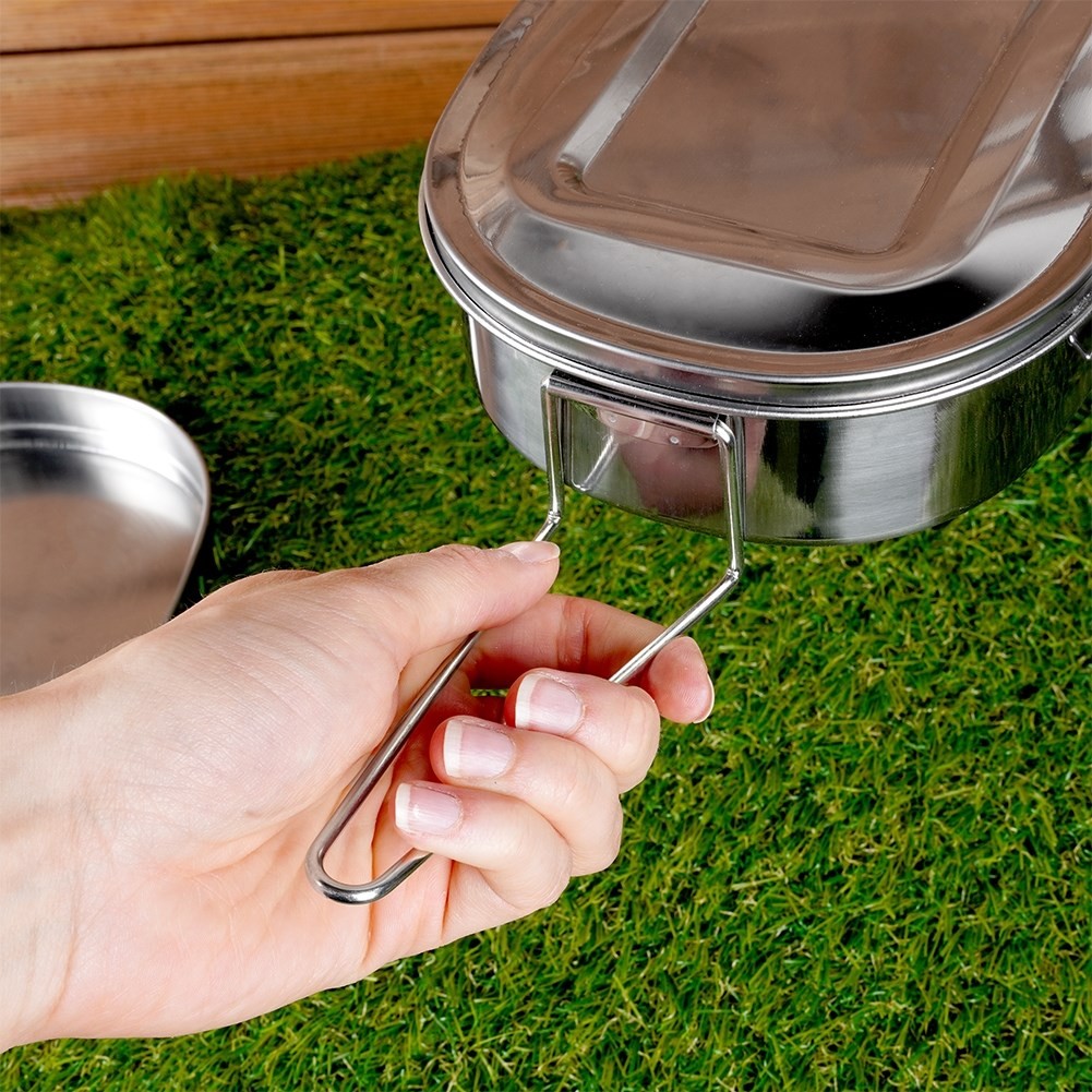 Camping container in stainless steel - two containers with lids