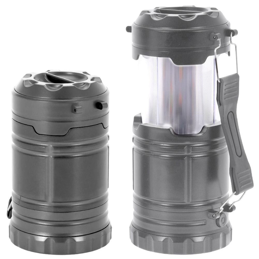 Camping lamp: Retractable, flashlight, white/flame, handle