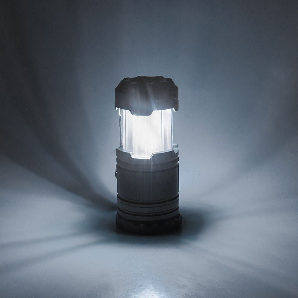 Camping lamp: Retractable, flashlight, white/flame, handle