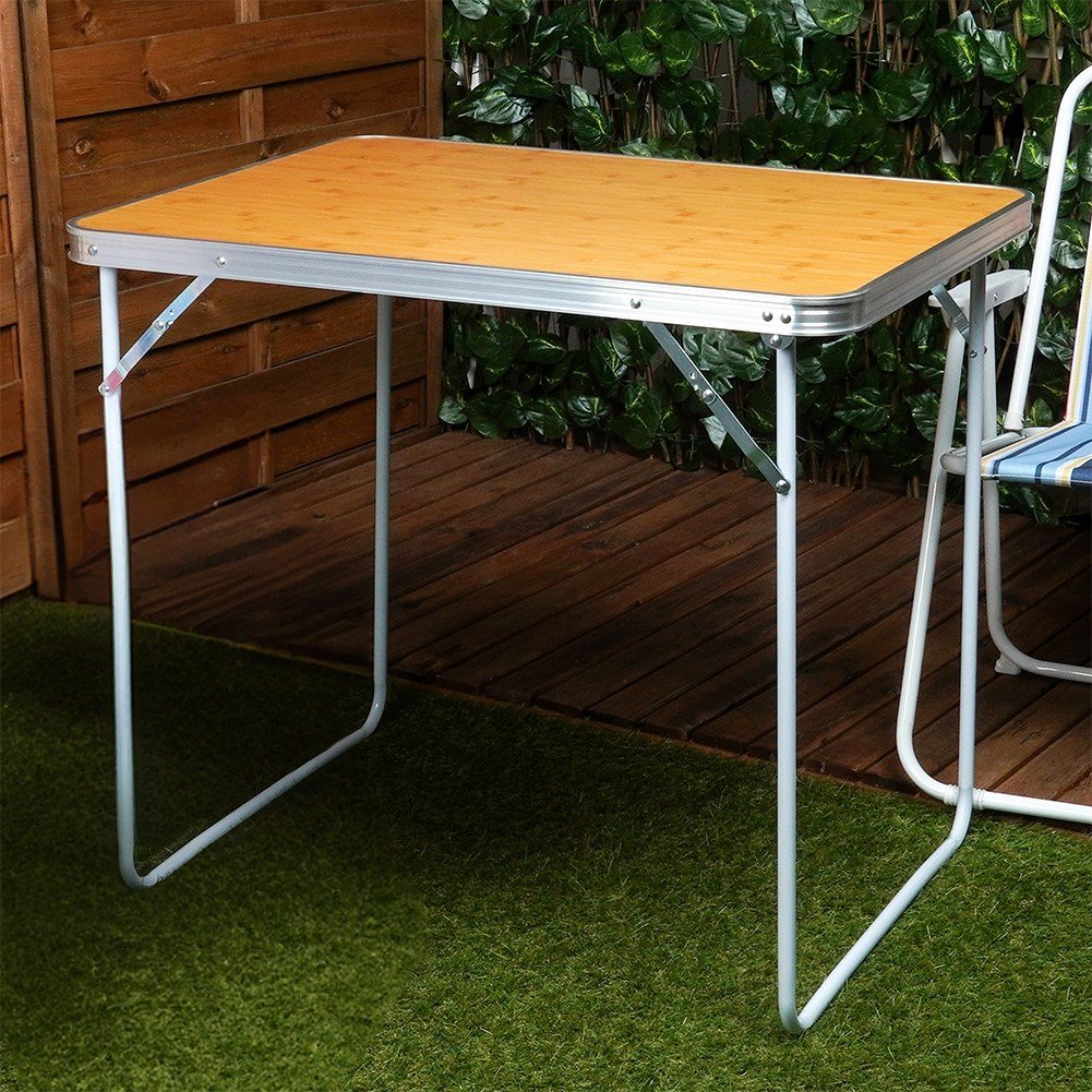 Camping table: Weatherproof, foldable, sturdy metal legs