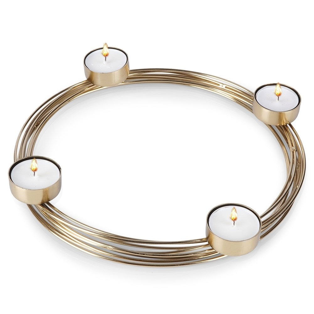 Candle Holder in Gold for Four Tealights, Industrial Style