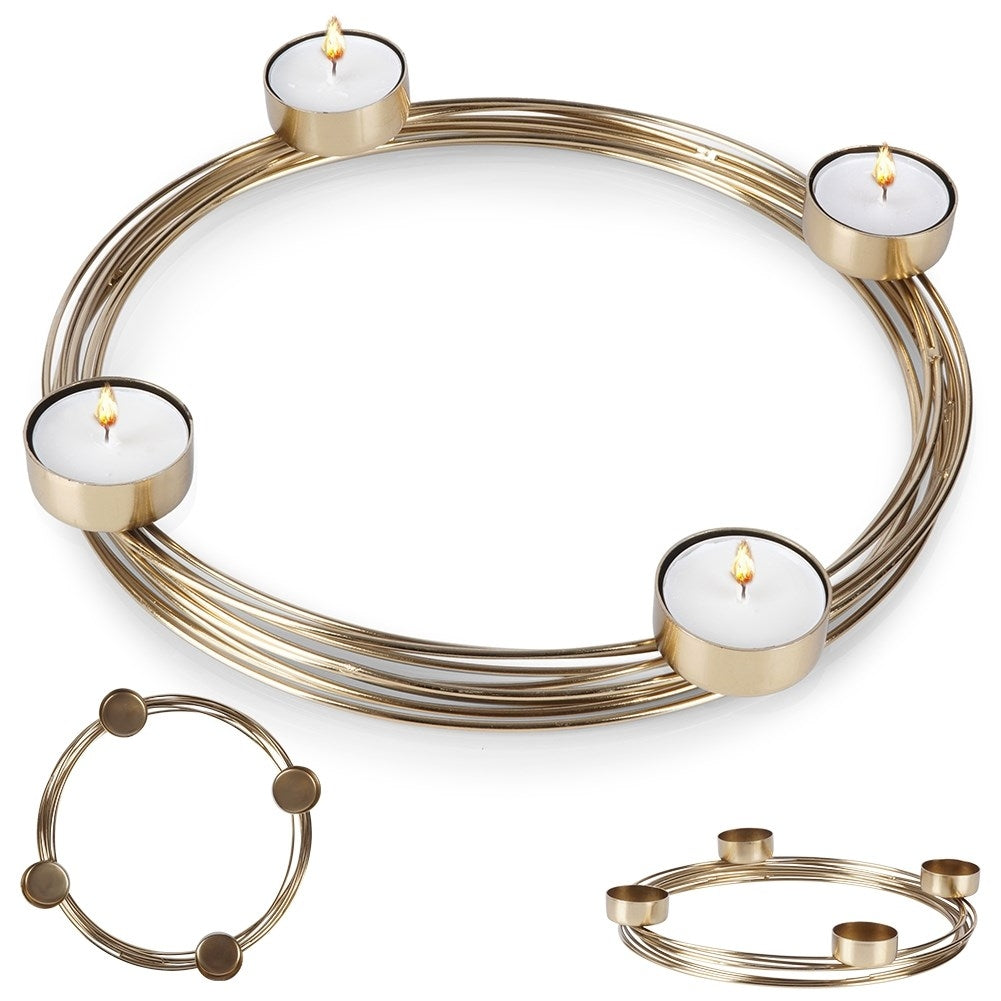Candle Holder in Gold for Four Tealights, Industrial Style