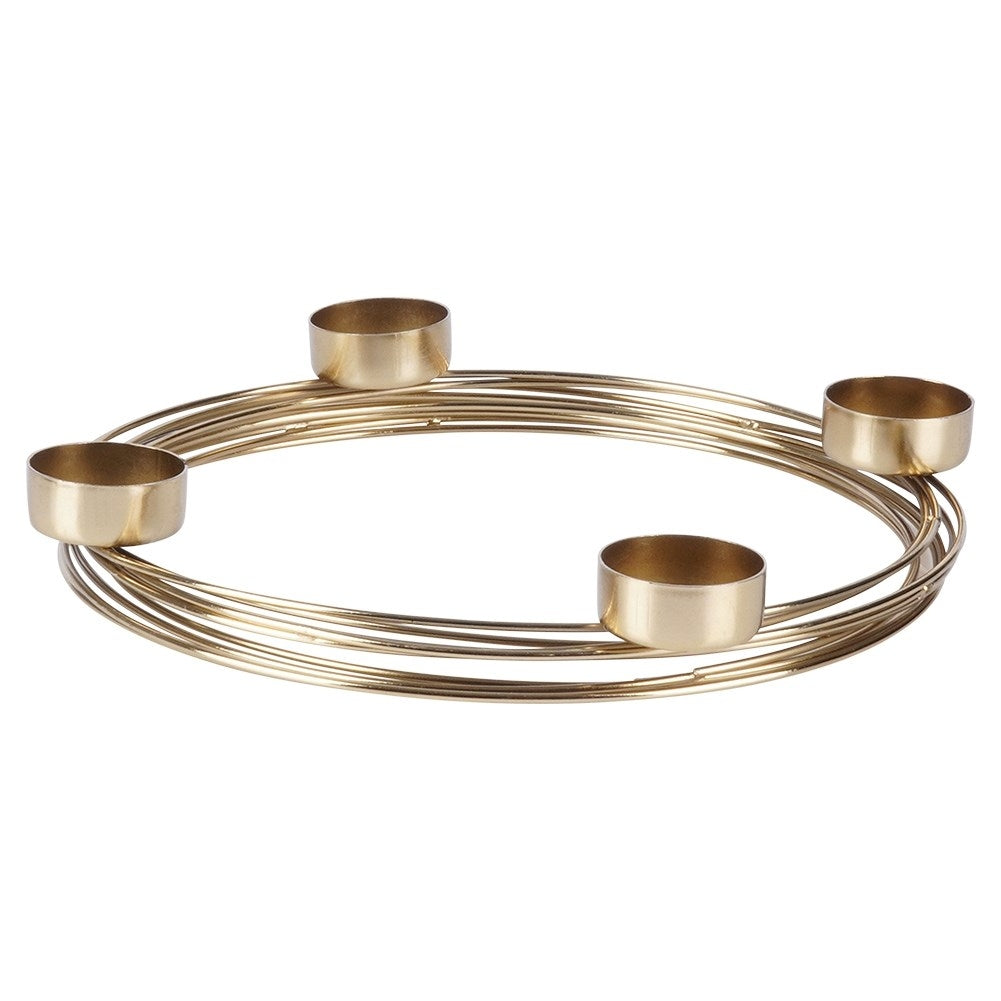Candle Holder in Gold for Four Tealights, Industrial Style