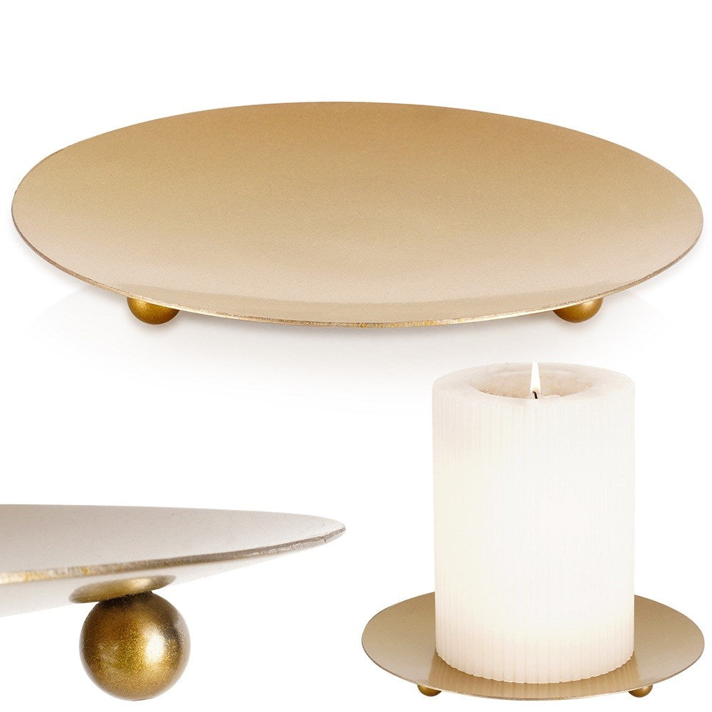 Candle stand, metal, gold, 12 cm