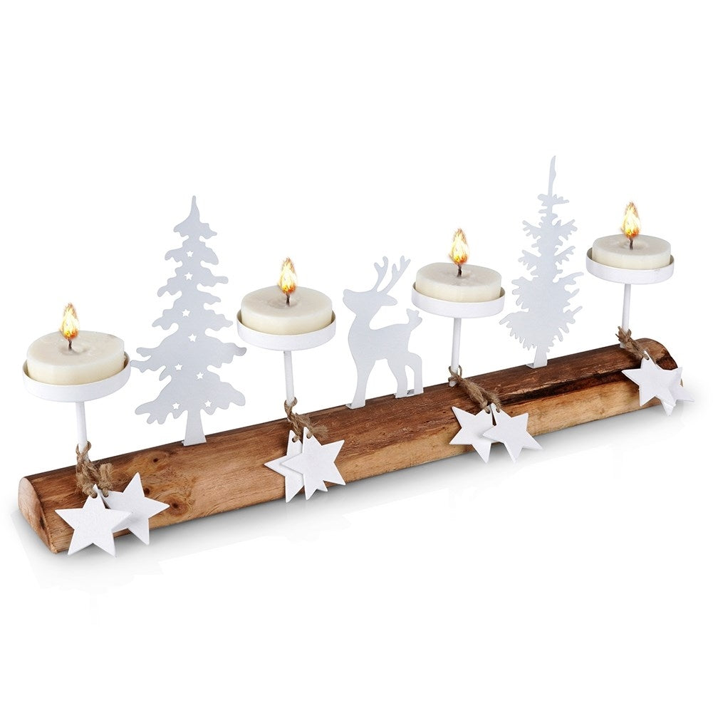 Candlestick for 4 Tealight candles in wood and metal