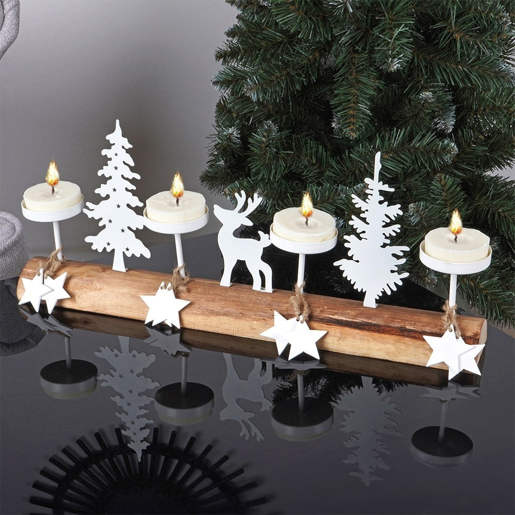 Candlestick for 4 Tealight candles in wood and metal