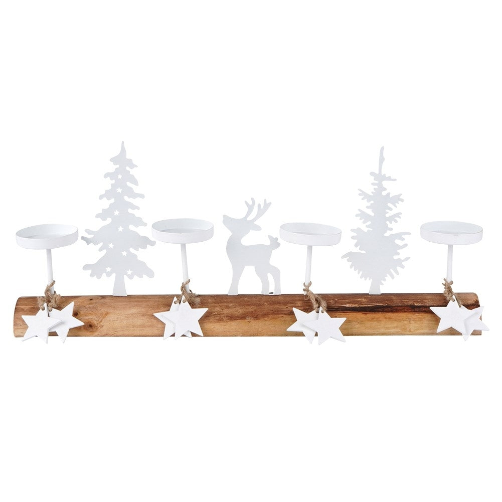 Candlestick for 4 Tealight candles in wood and metal