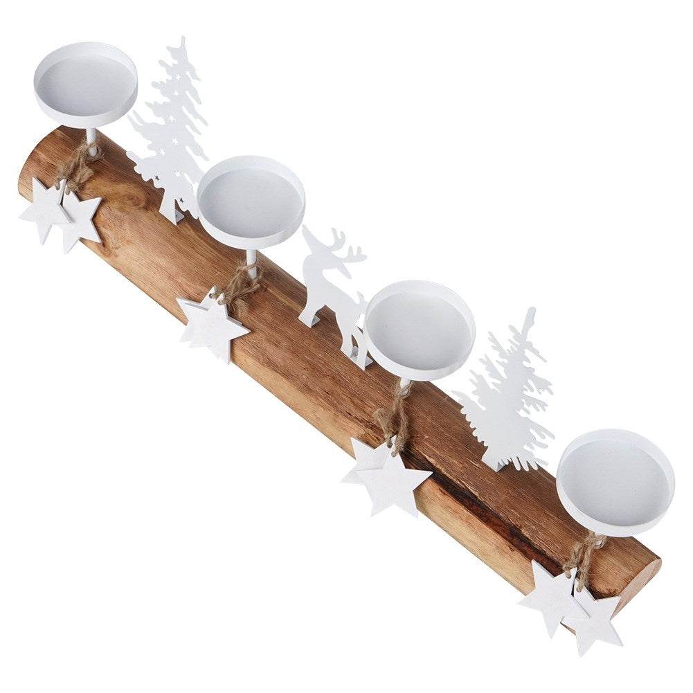 Candlestick for 4 Tealight candles in wood and metal