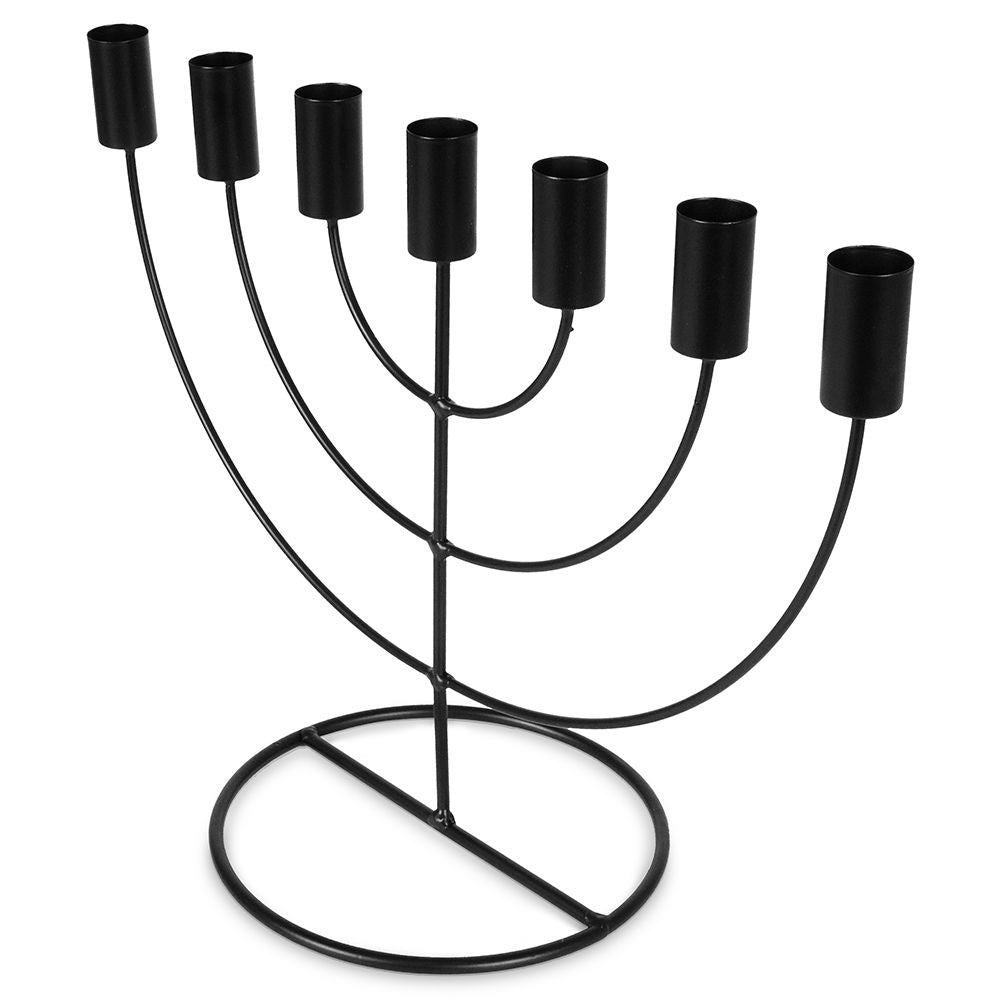 Candlestick for 7 long candles in elegant black metal