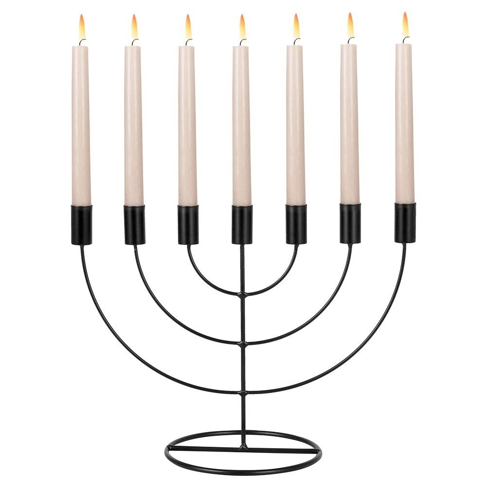 Candlestick for 7 long candles in elegant black metal