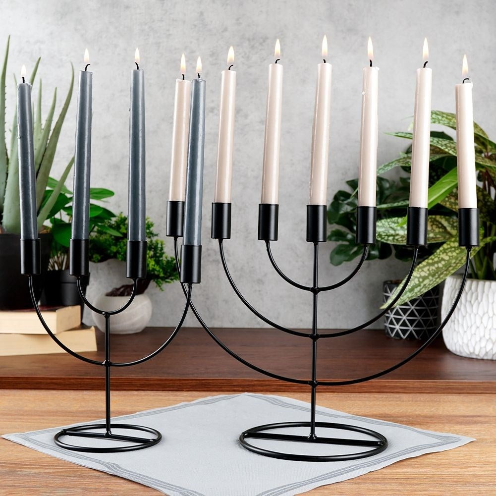 Candlestick for 7 long candles in elegant black metal