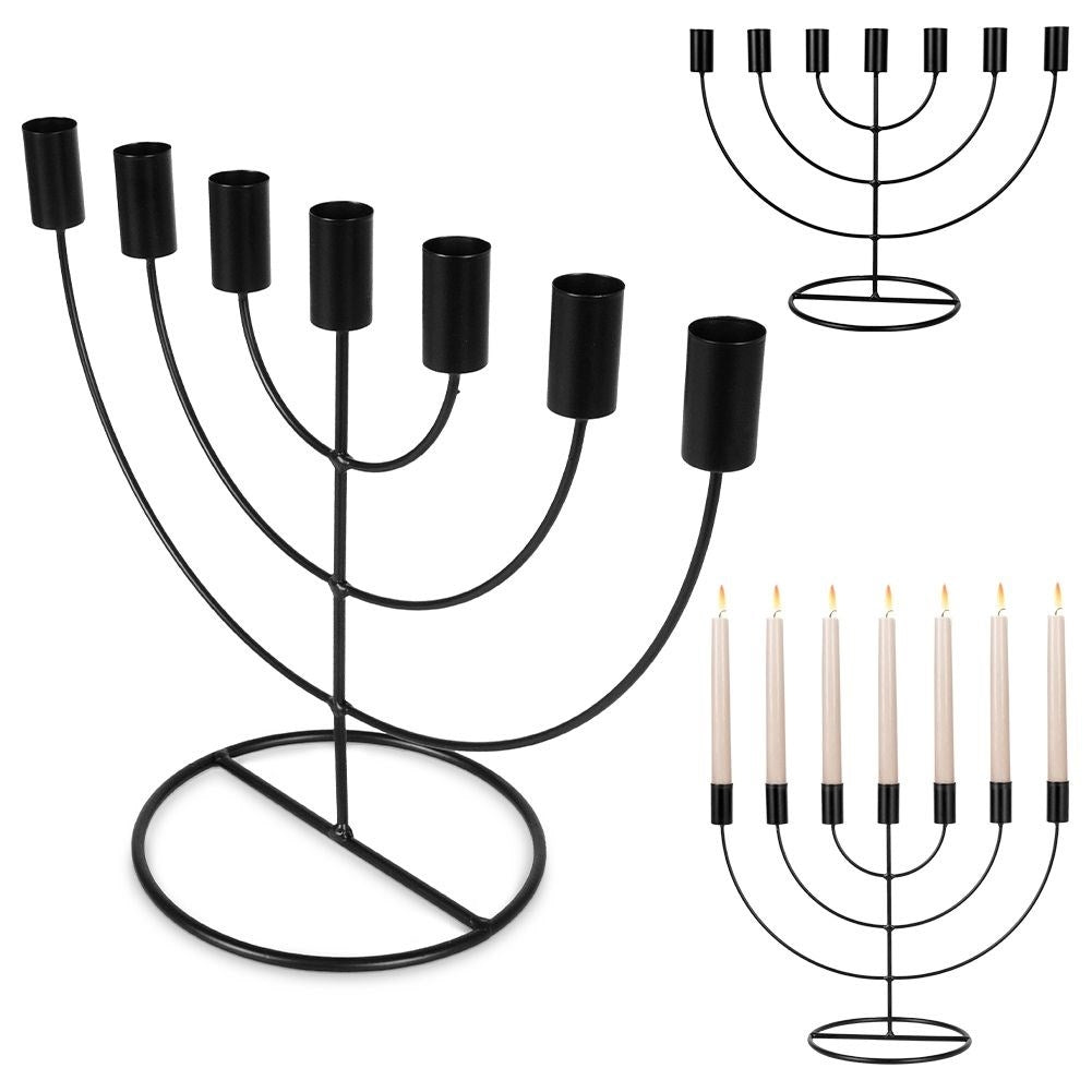Candlestick for 7 long candles in elegant black metal