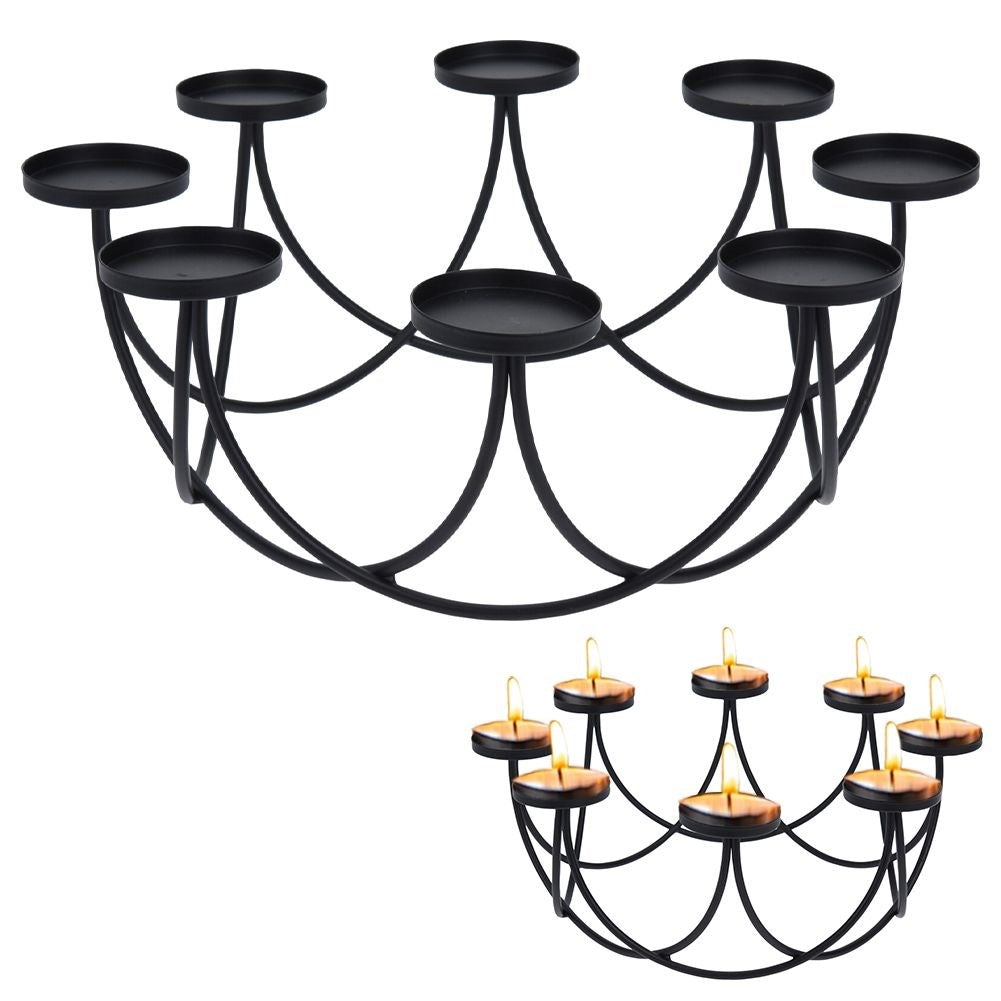 Candlestick for 8 tealights in modern black metal