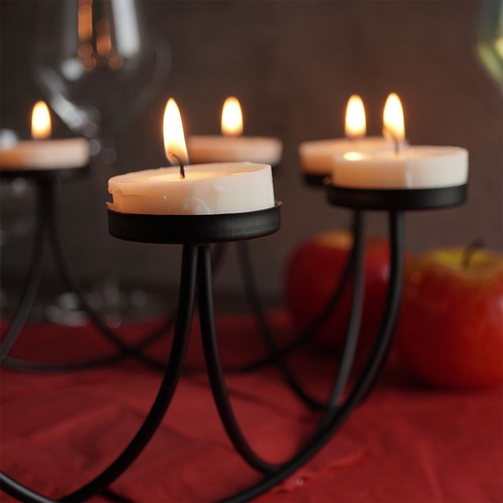 Candlestick for 8 tealights in modern black metal
