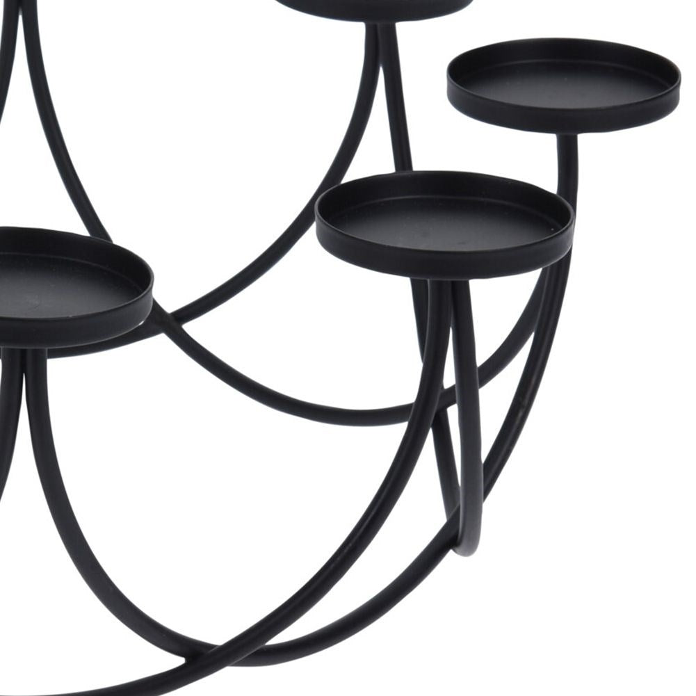 Candlestick for 8 tealights in modern black metal