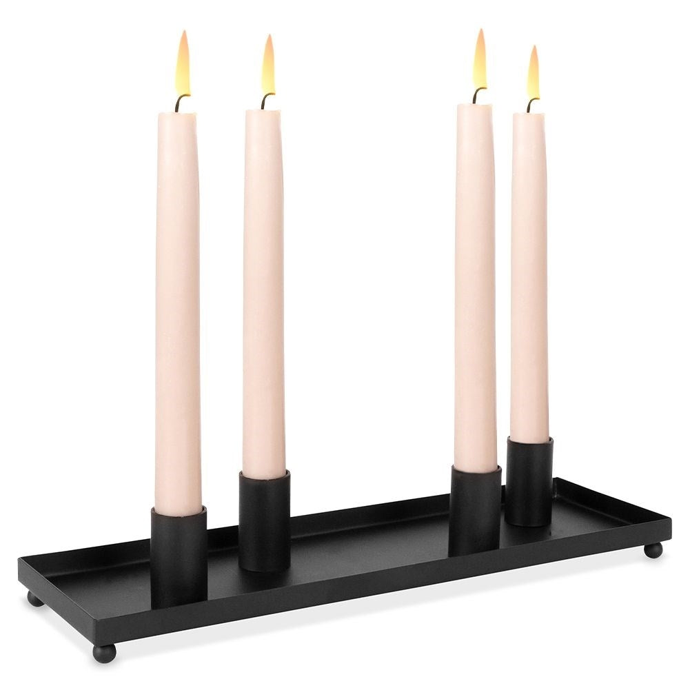 Candlestick for Four Candles in Black Aluminum