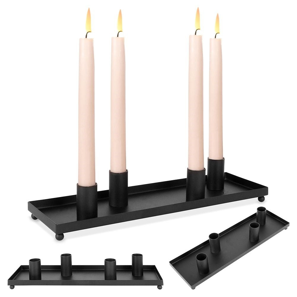 Candlestick for Four Candles in Black Aluminum