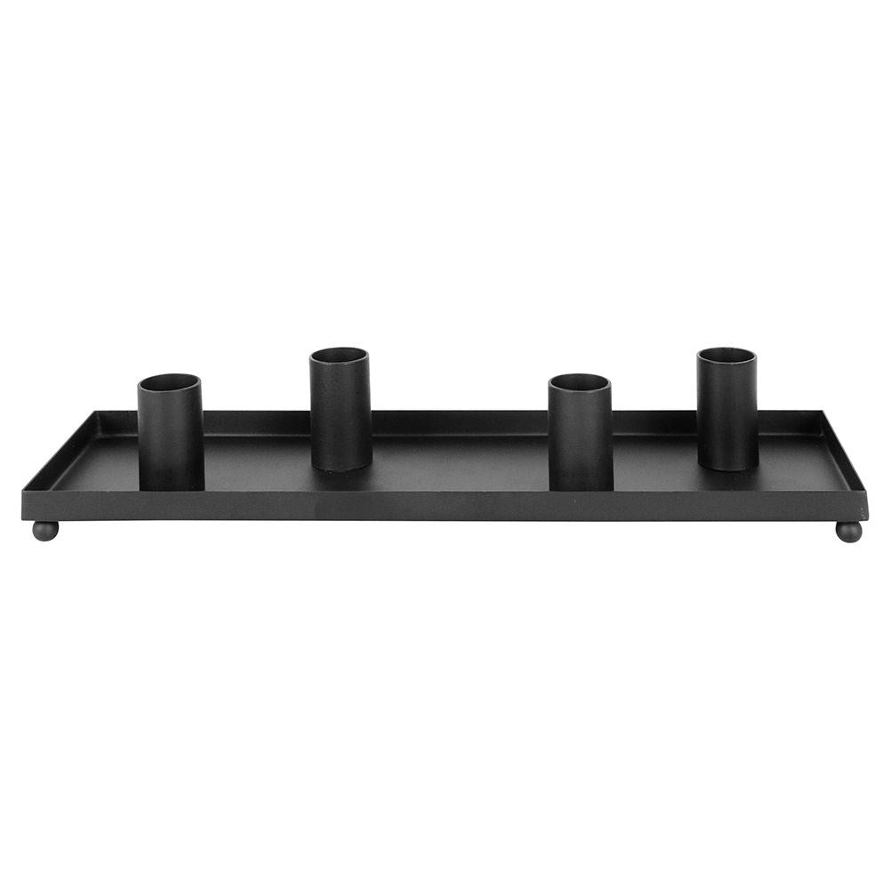 Candlestick for Four Candles in Black Aluminum