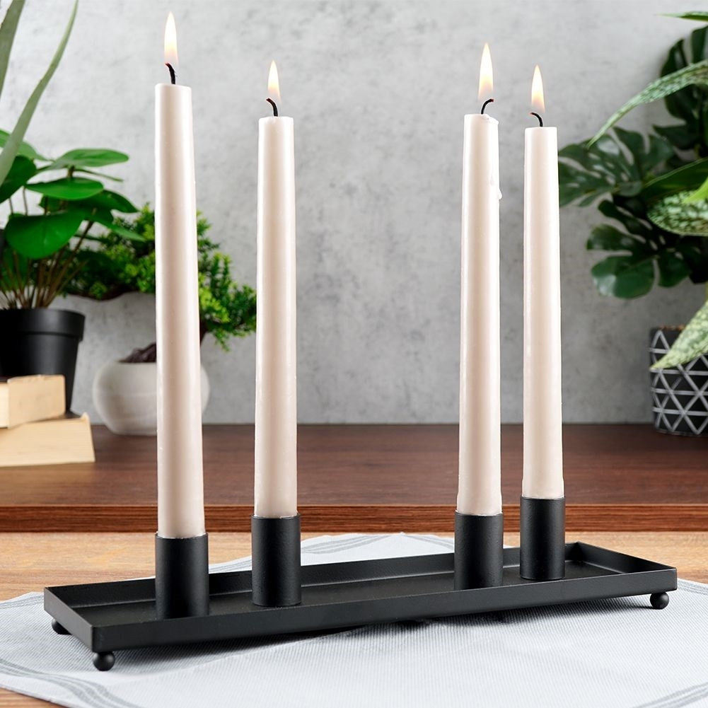 Candlestick for Four Candles in Black Aluminum