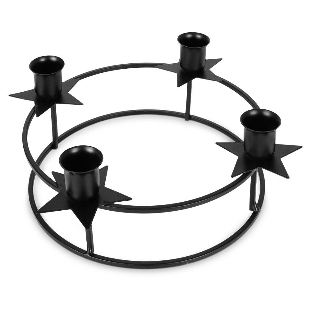 Candlestick for Four Long Candles in Black Metal