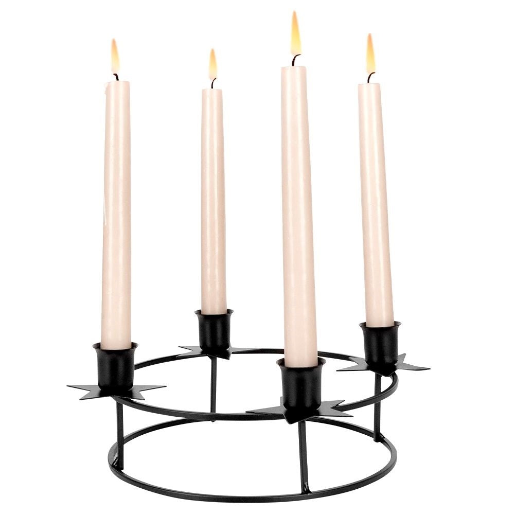 Candlestick for Four Long Candles in Black Metal