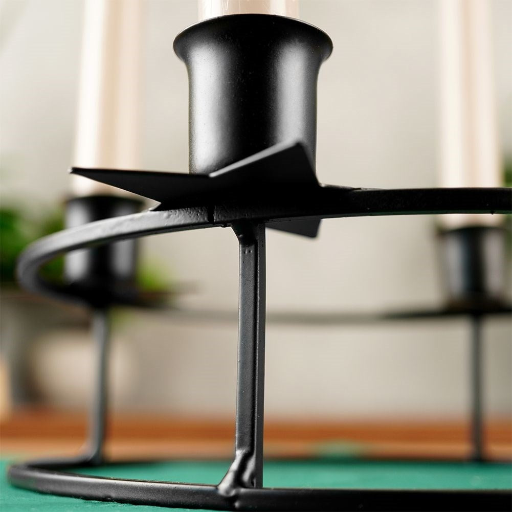 Candlestick for Four Long Candles in Black Metal