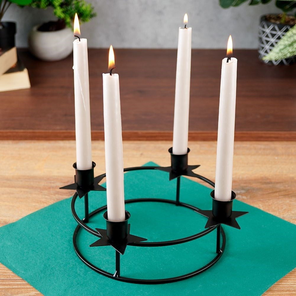 Candlestick for Four Long Candles in Black Metal