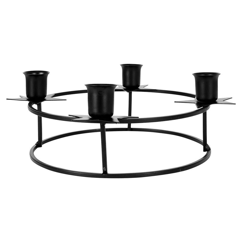 Candlestick for Four Long Candles in Black Metal