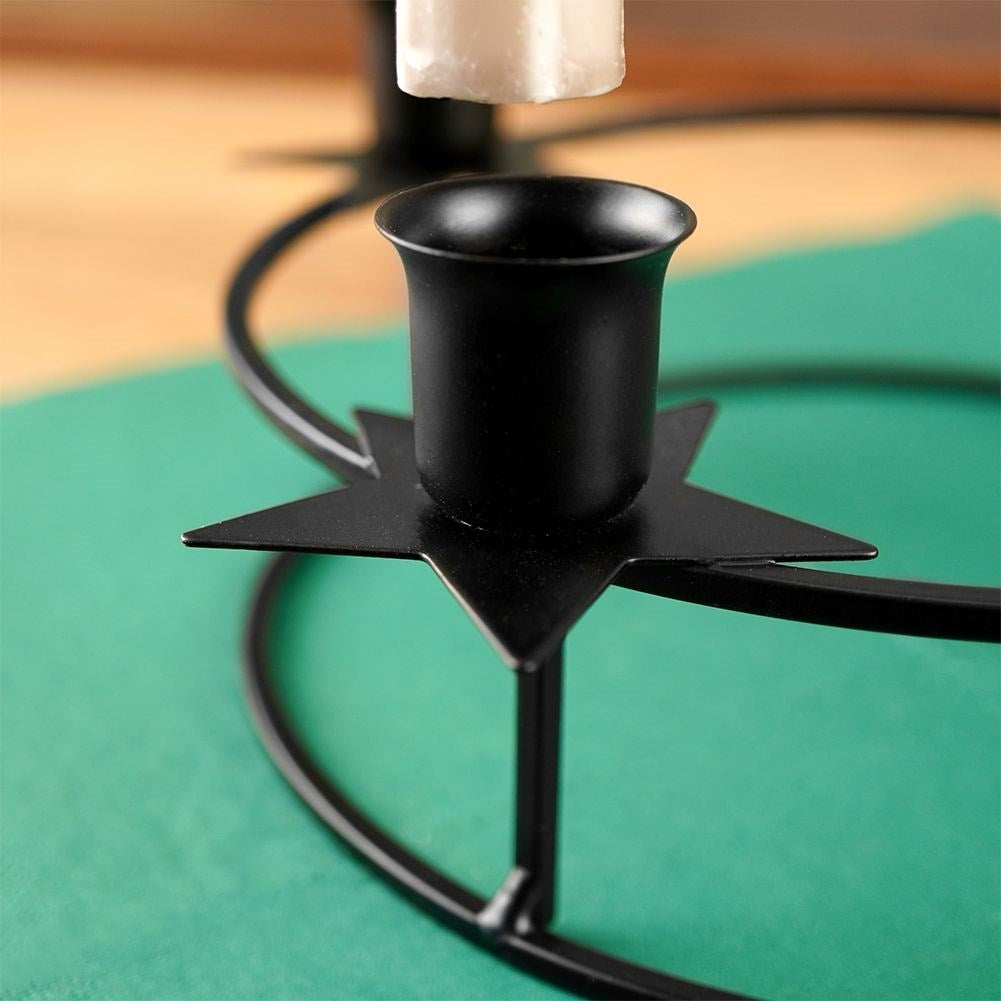 Candlestick for Four Long Candles in Black Metal