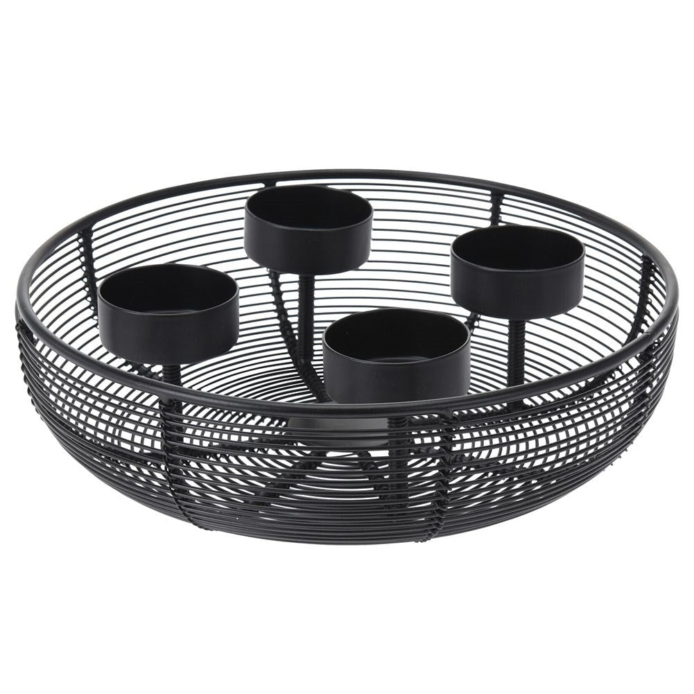 Candlestick for Four Tealights or Candles in Black Metal