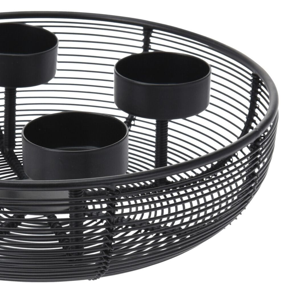 Candlestick for Four Tealights or Candles in Black Metal
