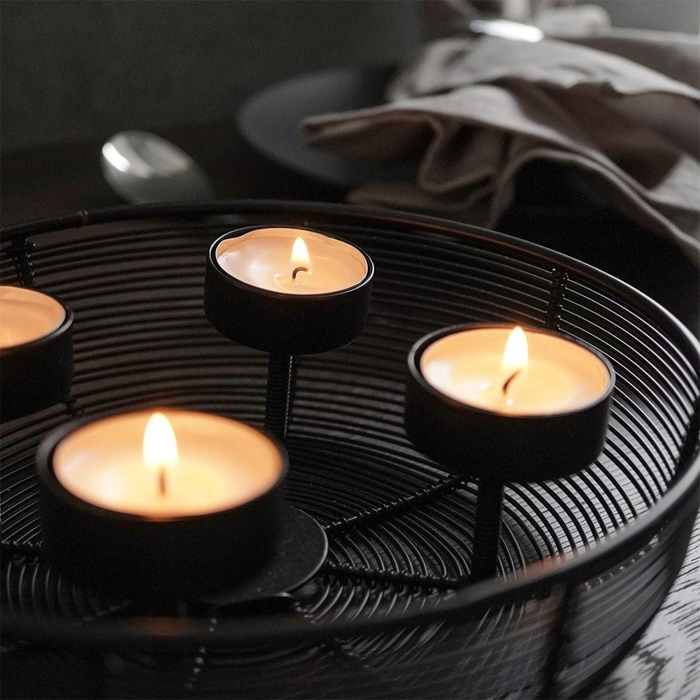Candlestick for Four Tealights or Candles in Black Metal