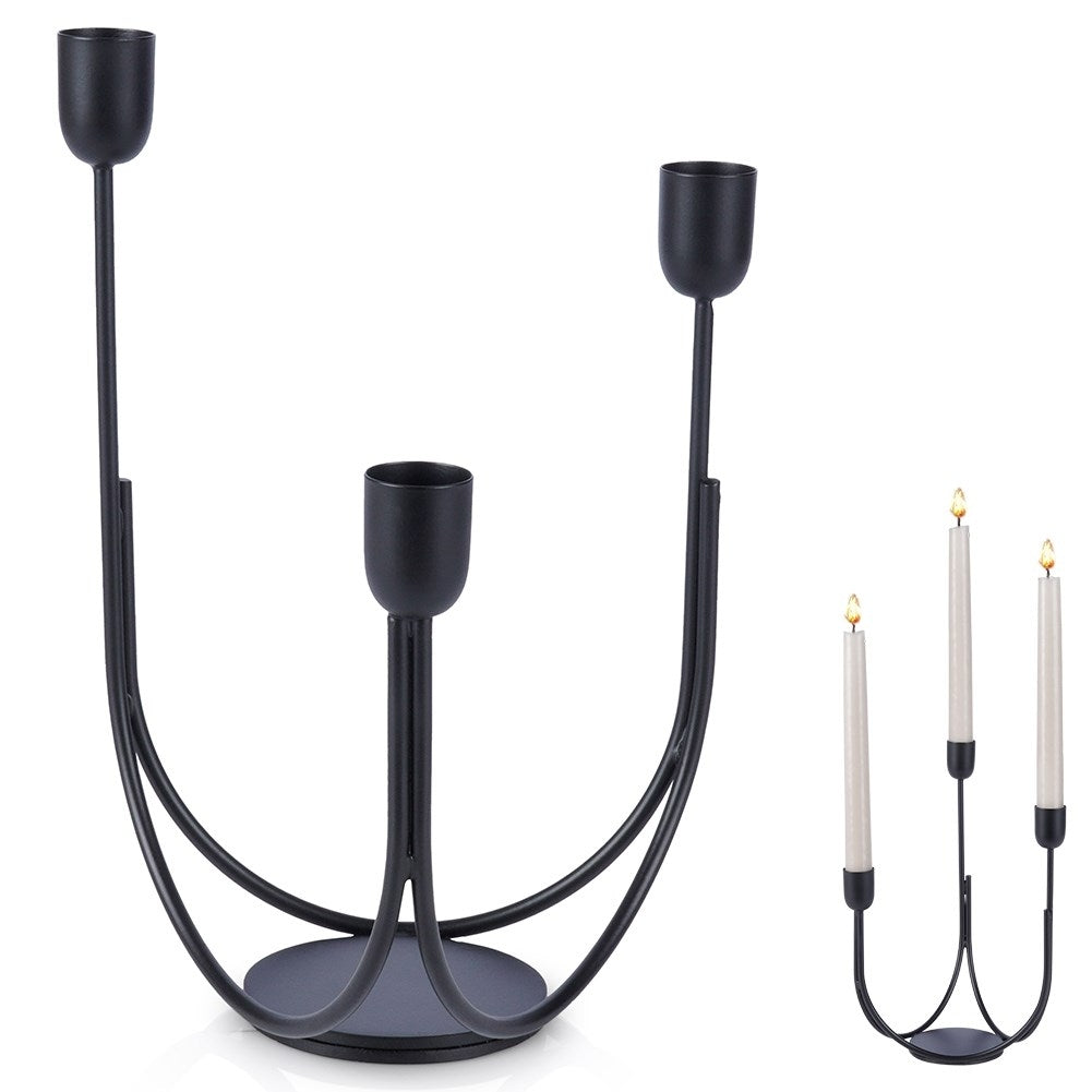 Candlestick for Three Candles in Black Metal - Industrial Style