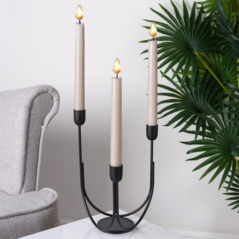Candlestick for Three Candles in Black Metal - Industrial Style