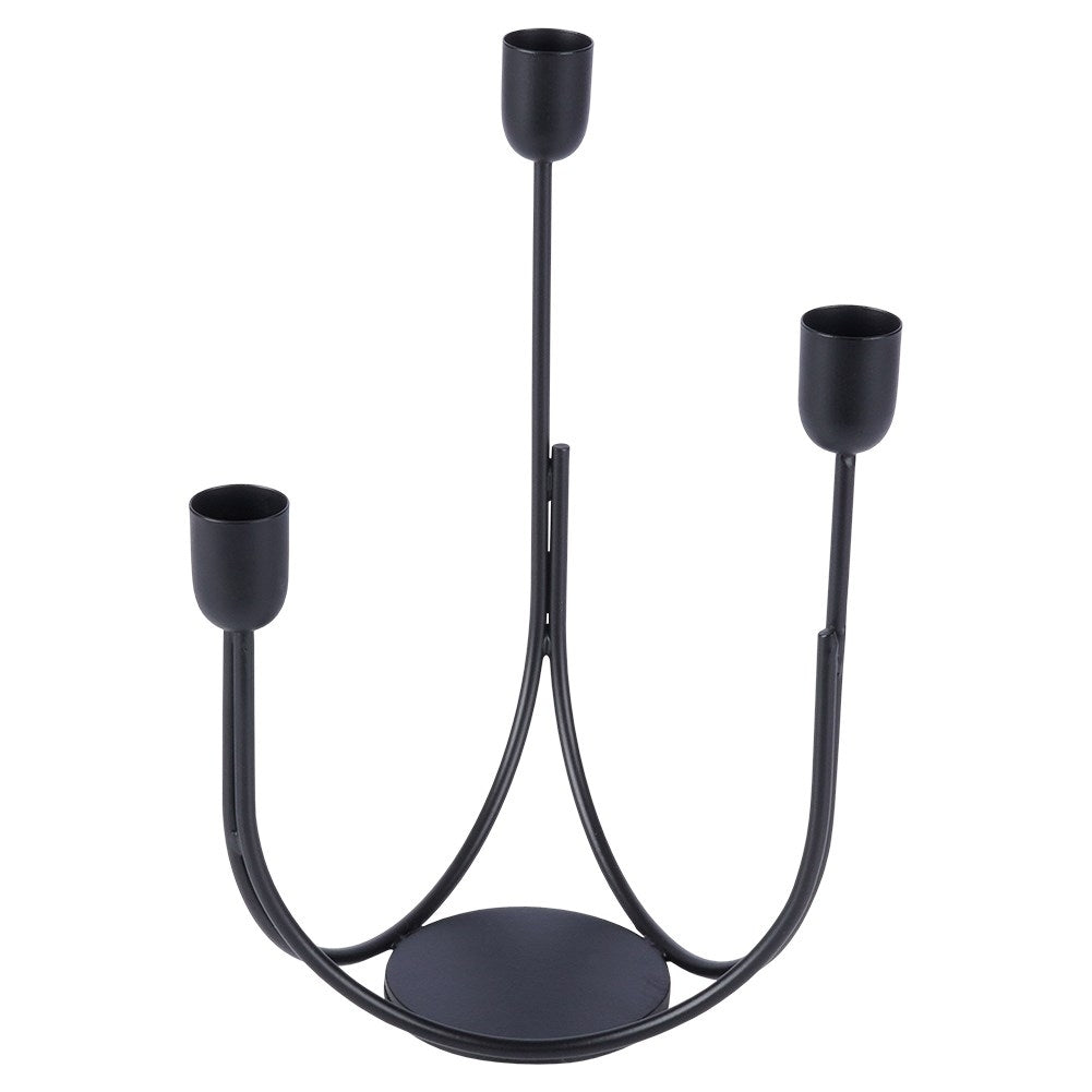 Candlestick for Three Candles in Black Metal - Industrial Style